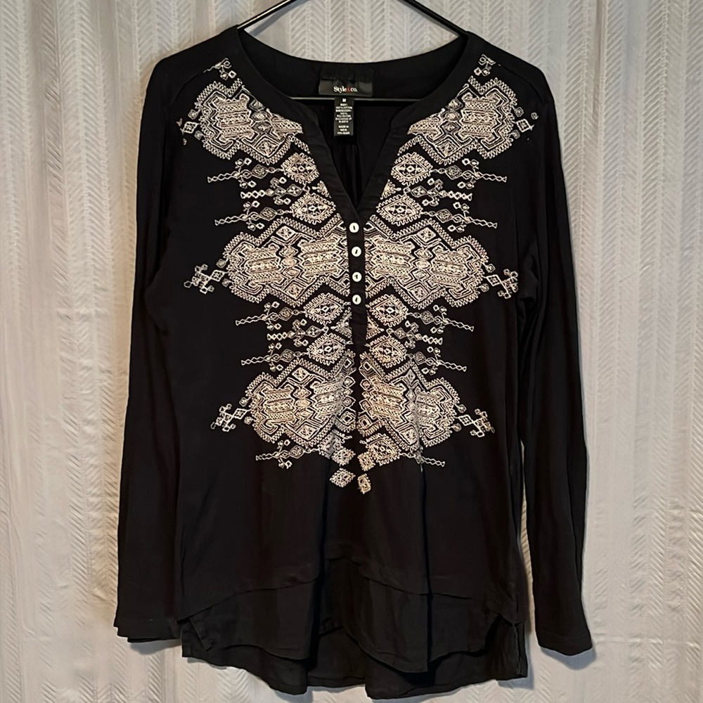 Style & Co Embroidered Top